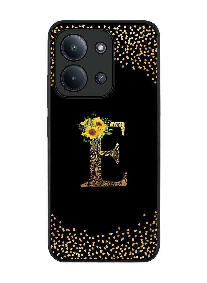 For Xiaomi Poco C85 4G Case,Slim fit Camera Protection, Shockproof Thin Phone cover  - Custom Floral Monogram - E ( Black )